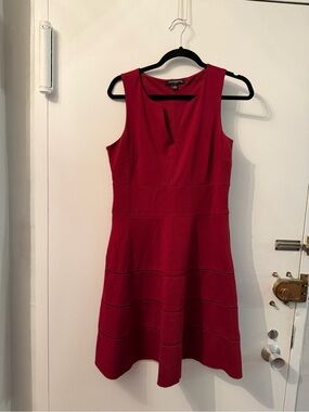 Sharagano Red Sleeveless Fit-and-Flare Midi Dress